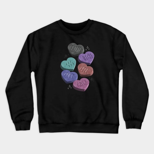 Creepy Heart Candy Crewneck Sweatshirt by Sasyall